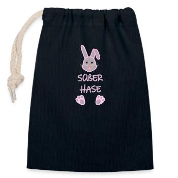 Süßer Hase - Verschließbarer Geschenkbeutel aus Baumwolle (14x20cm) - Navy - Vorne