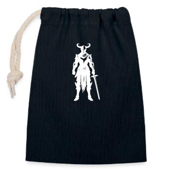 Fighting Knight with Sword - Closable cotton gift bag (14x20cm) - navy - Front