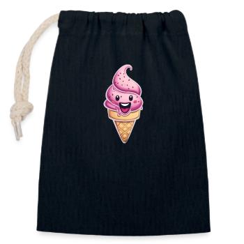 Lächelnde Eiskreation - Verschließbarer Geschenkbeutel aus Baumwolle (14x20cm) - Navy - Vorne