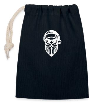 Père Noël cool avec chapeau et lunettes de soleil - Sac cadeau en coton avec cordon (14 x 20 cm) - bleu marine - Devant