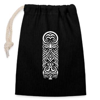 Maori Tattoo Cultural Ink Delights in White - Closable cotton gift bag (14x20cm) - black - Front