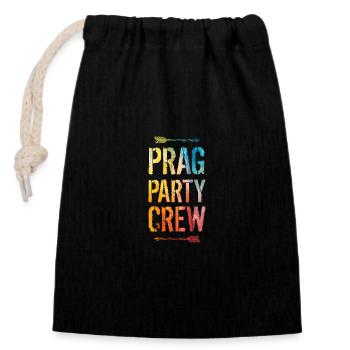 Prag Party Crew Spruch - Verschließbarer Geschenkbeutel aus Baumwolle (14x20cm) - Schwarz - Vorne