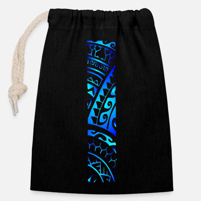 REVA (Bleu Lagon) - Sac cadeau en coton avec cordon (14 x 20 cm) - noir