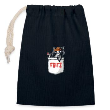 Waschbär Fritz - Verschließbarer Geschenkbeutel aus Baumwolle (14x20cm) - Navy - Vorne