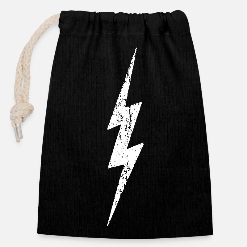 Blitz - Lightning Bolt - distressed - Verschließbarer Geschenkbeutel aus Baumwolle (14x20cm) - Schwarz