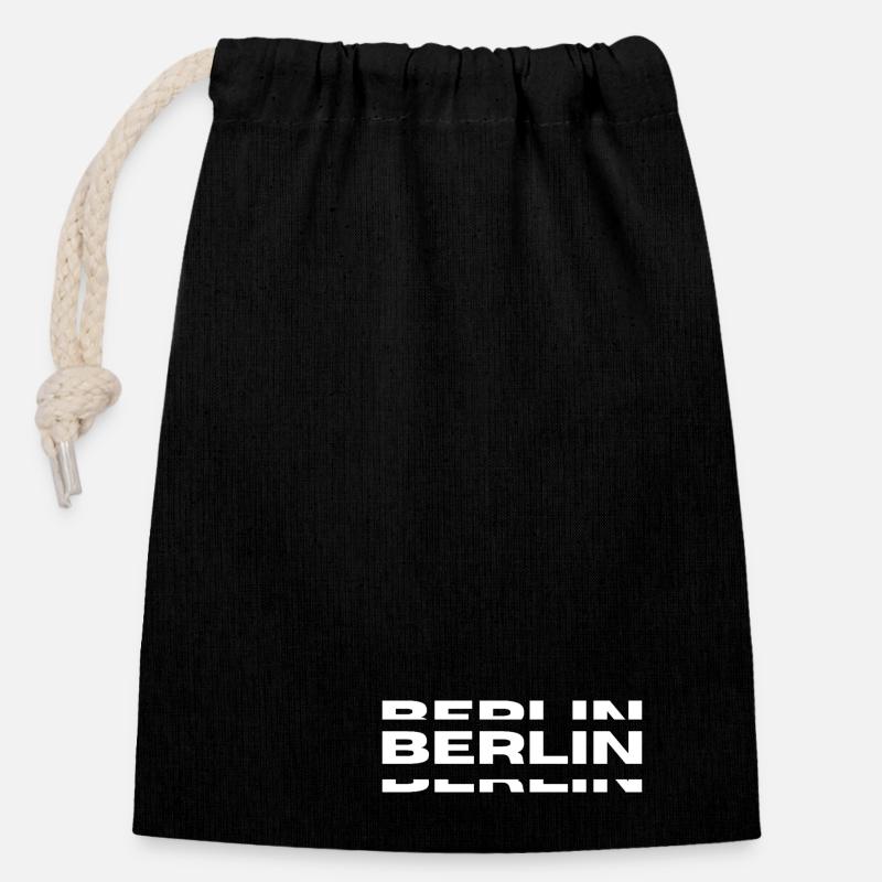 berlin - Verschließbarer Geschenkbeutel aus Baumwolle (14x20cm) - Schwarz
