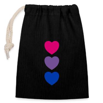 Herzen Bi Flagge Farben Subtiler Stolz - Verschließbarer Geschenkbeutel aus Baumwolle (14x20cm) - Schwarz - Vorne