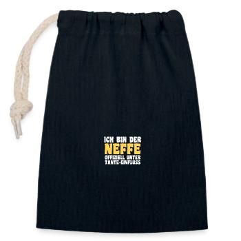 Motif familial neveu - Sac cadeau en coton avec cordon (14 x 20 cm) - bleu marine - Devant