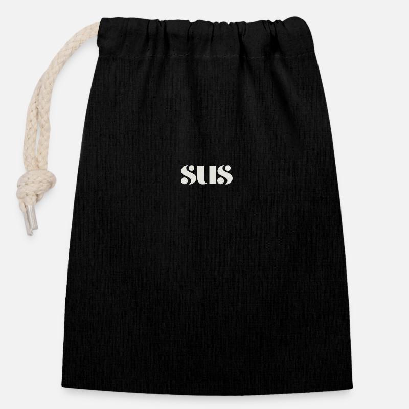 Sus - Closable cotton gift bag (14x20cm) - black