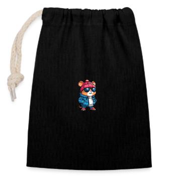 Hamster Winter - Closable cotton gift bag (14x20cm) - black - Front