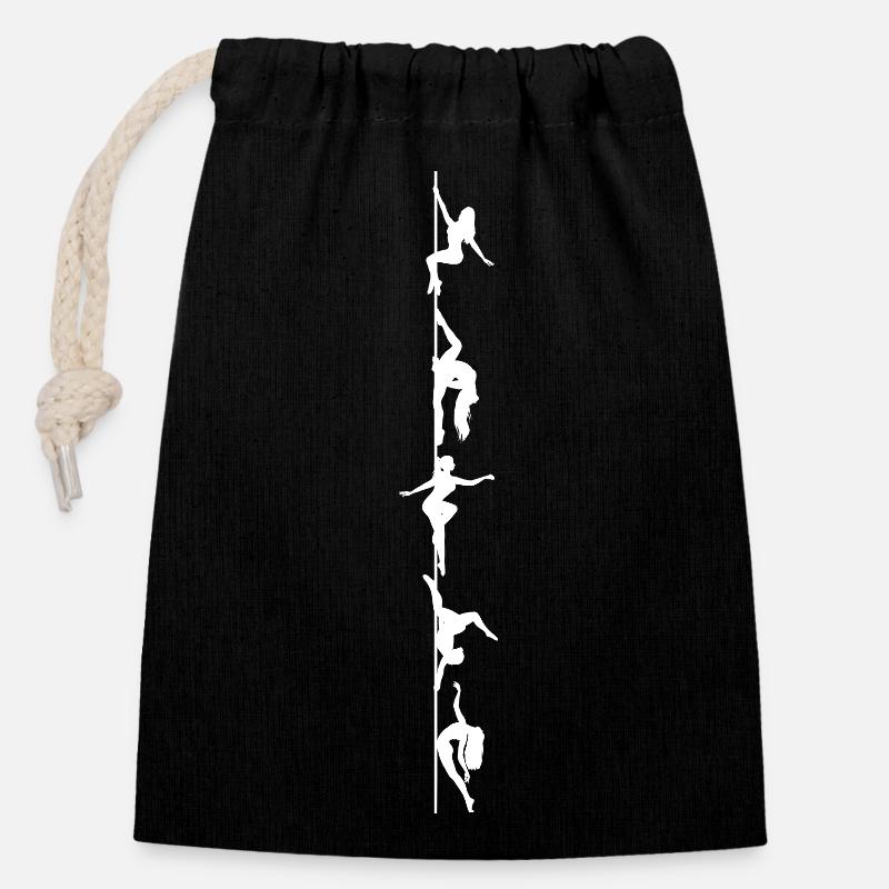 Pole dance Silhoutten white - Closable cotton gift bag (14x20cm) - black