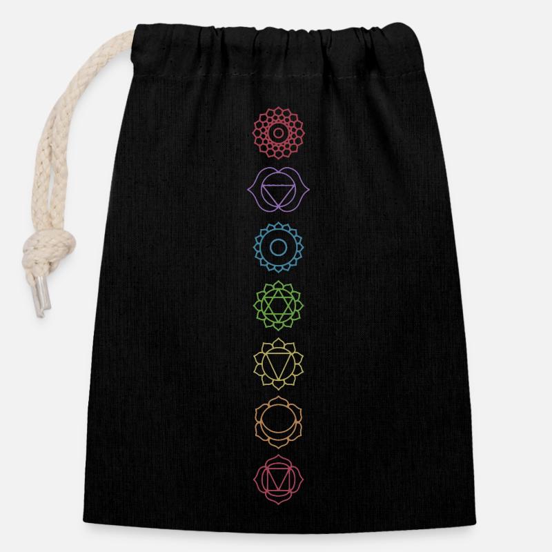 Chakras - Closable cotton gift bag (14x20cm) - black