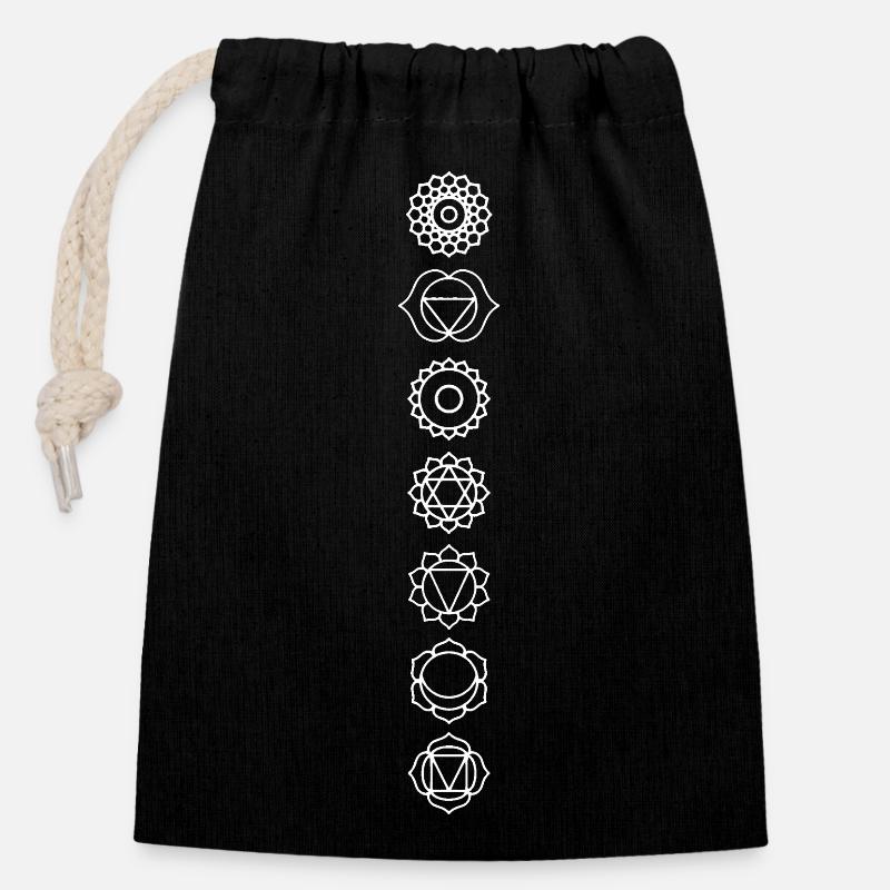 Chakras - Closable cotton gift bag (14x20cm) - black