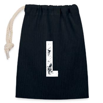 L - Closable cotton gift bag (14x20cm) - navy - Front