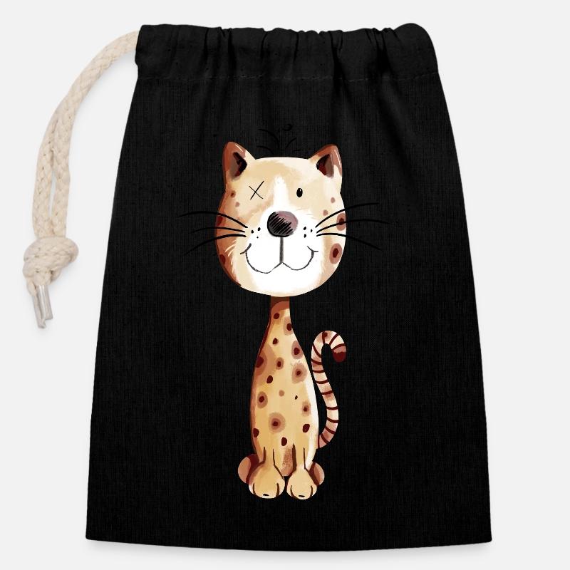 Little Cat - Cats Comic - Closable cotton gift bag (14x20cm) - black