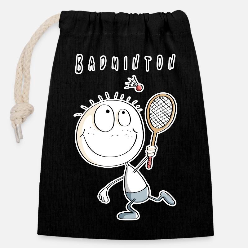 Cool joueur de badminton masculin - Sac cadeau en coton avec cordon (14 x 20 cm) - noir