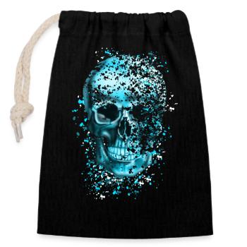 crâne - Sac cadeau en coton avec cordon (14 x 20 cm) - noir - Devant