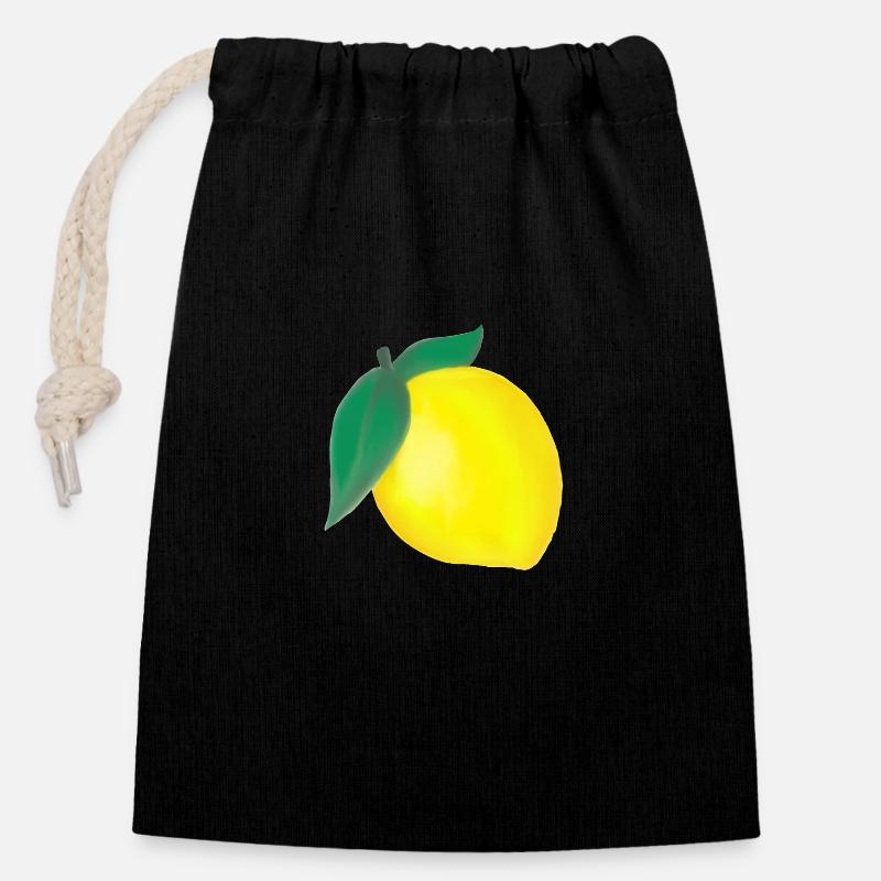 lemon - Closable cotton gift bag (14x20cm) - black