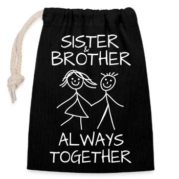 Brother and sister siblings best friends - Closable cotton gift bag (14x20cm) - black - Front