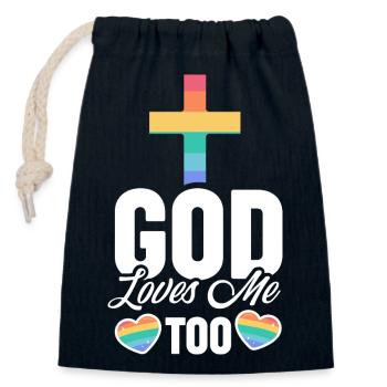 LGBTQ Regenbogen | Gott Glaube Christ Geschenkidee - Verschließbarer Geschenkbeutel aus Baumwolle (14x20cm) - Navy - Vorne