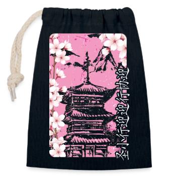 Japan Spring Sakura - Closable cotton gift bag (14x20cm) - navy - Front