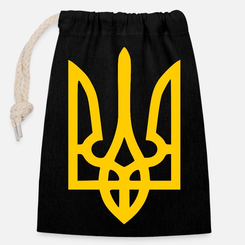 Ukraine - Closable cotton gift bag (14x20cm) - black