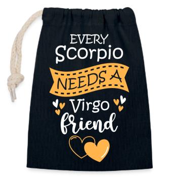 Signe du zodiaque Élément Août - Sac cadeau en coton avec cordon (14 x 20 cm) - bleu marine - Devant