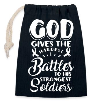 God Gives The Hardest Battles To His Strongest - Verschließbarer Geschenkbeutel aus Baumwolle (14x20cm) - Navy - Vorne