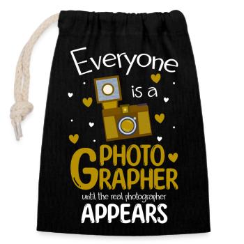 Photography Photography Subject - Closable cotton gift bag (14x20cm) - black - Front