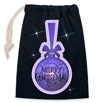 Joyeux Noël! - Sac cadeau en coton avec cordon (14 x 20 cm) - bleu marine - Devant