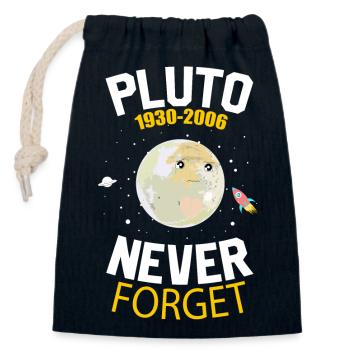 Never Forget Pluto Retro Style Funny Space Science - Sac cadeau en coton avec cordon (14 x 20 cm) - bleu marine - Devant