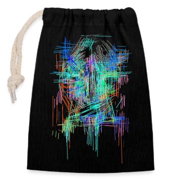 Futurisme - Sac cadeau en coton avec cordon (14 x 20 cm) - noir - Devant