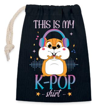 K-Pop Citation Musique Pop Coréenne | Corée du Sud - Sac cadeau en coton avec cordon (14 x 20 cm) - bleu marine - Devant