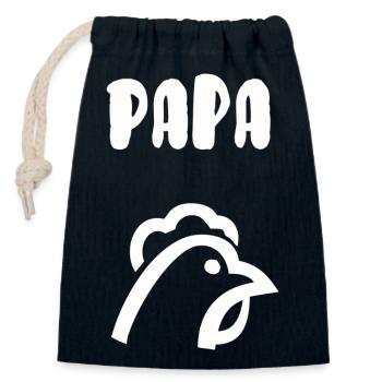 Papa poule - Sac cadeau en coton avec cordon (14 x 20 cm) - bleu marine - Devant