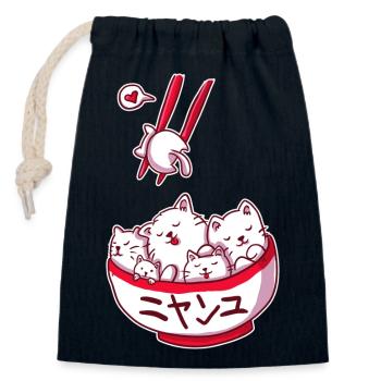 Ramen Kawaii Katze Anime Otaku Japanische Nudeln - Verschließbarer Geschenkbeutel aus Baumwolle (14x20cm) - Navy - Vorne