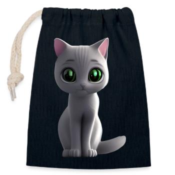 graue katze frei - Verschließbarer Geschenkbeutel aus Baumwolle (14x20cm) - Navy - Vorne