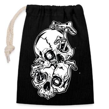 Magic Mushrooms // Skulls // Illustration - Closable cotton gift bag (14x20cm) - black - Front
