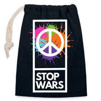 Stop Wars #2 - Closable cotton gift bag (14x20cm) - navy - Front