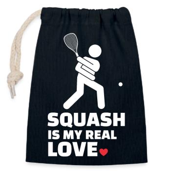 Ich Liebe Squash - Verschließbarer Geschenkbeutel aus Baumwolle (14x20cm) - Navy - Vorne