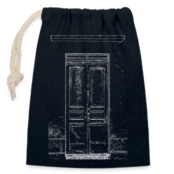 la porte - Sac cadeau en coton avec cordon (14 x 20 cm) - bleu marine - Devant