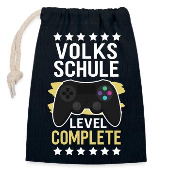Volksschule Level Complete - Verschließbarer Geschenkbeutel aus Baumwolle (14x20cm) - Navy - Vorne