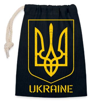 Ukrainisches Tryzub-Symbol - Ukraine Dreizack - Verschließbarer Geschenkbeutel aus Baumwolle (14x20cm) - Navy - Vorne
