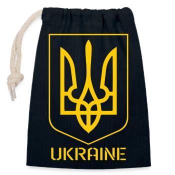 Ukraine Tryzub - Closable cotton gift bag (14x20cm) - navy - Front
