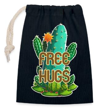 Free Hugs - Cactus - Closable cotton gift bag (14x20cm) - navy - Front