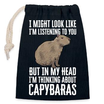 Capybara Nagetier - Verschließbarer Geschenkbeutel aus Baumwolle (14x20cm) - Navy - Vorne