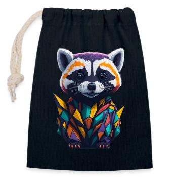 Racoon 2 - Closable cotton gift bag (14x20cm) - navy - Front