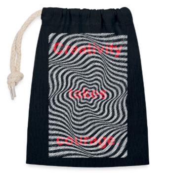 Creativity Takes Courage Art quote Graphic - Closable cotton gift bag (14x20cm) - navy - Front