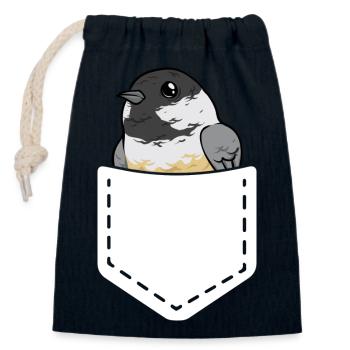Meise Vogel Chickadee Vogelbeobachtung - Verschließbarer Geschenkbeutel aus Baumwolle (14x20cm) - Navy - Vorne