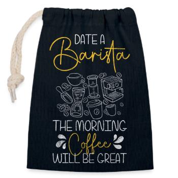 Coffee Latte Macchiato Morning Muffle - Closable cotton gift bag (14x20cm) - navy - Front