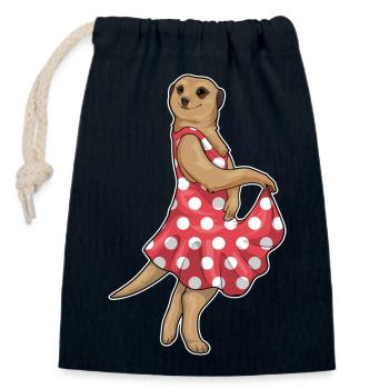 Erdmännchen Polka Dots Kleid - Verschließbarer Geschenkbeutel aus Baumwolle (14x20cm) - Navy - Vorne